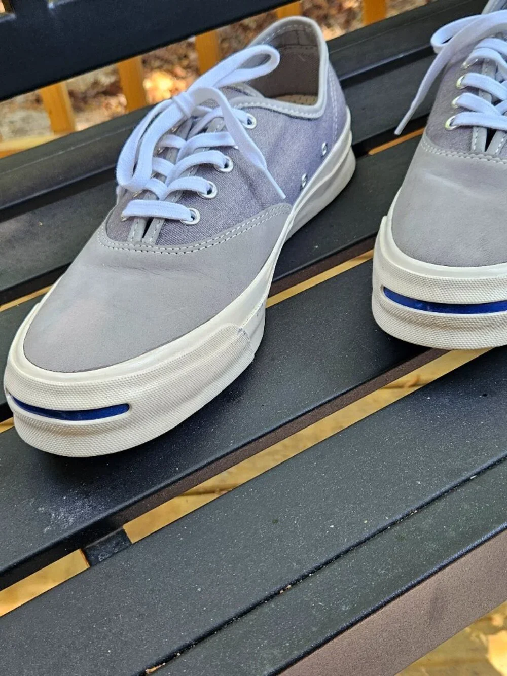Converse Jack Purcell low Men's 9.5 Women's 11 - Gray suede & canvas Vans style - Picture 6 of 9